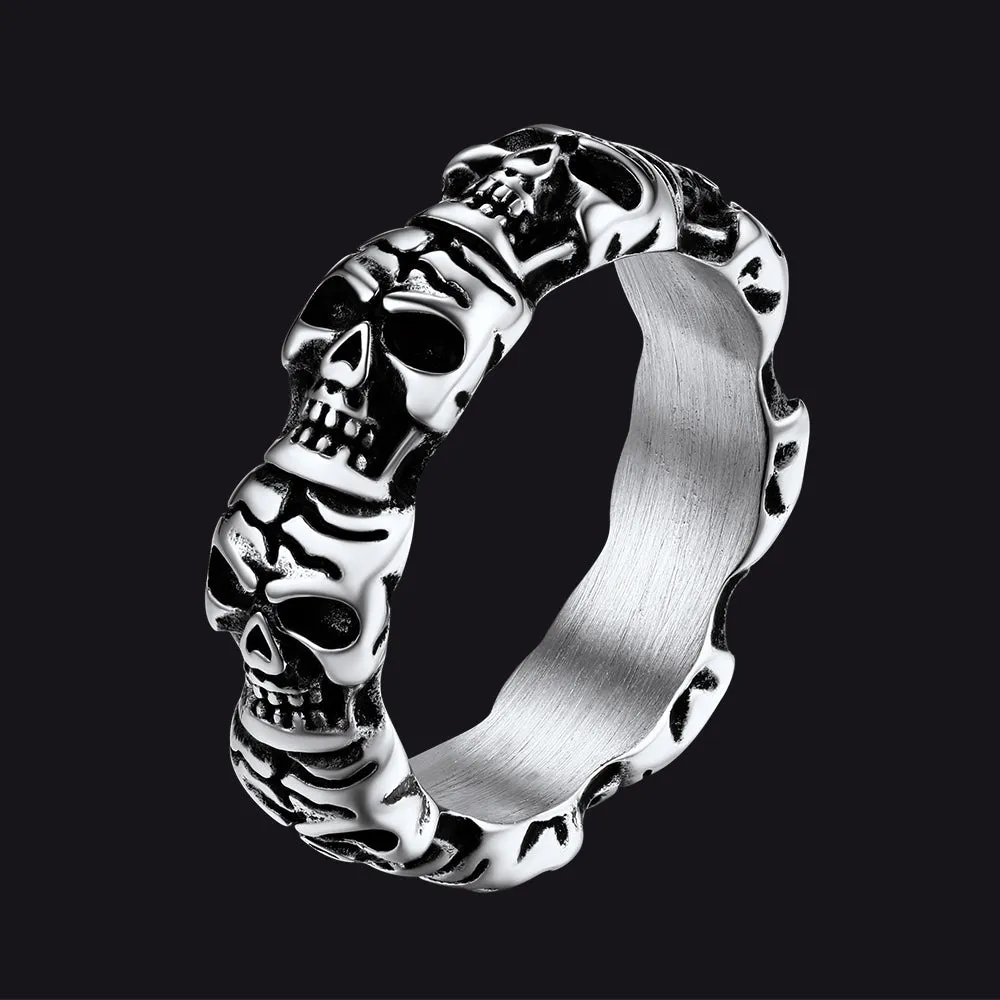 Punk Skull Statement Band Ring for Men in Stainless Steel sold by FaithHeart