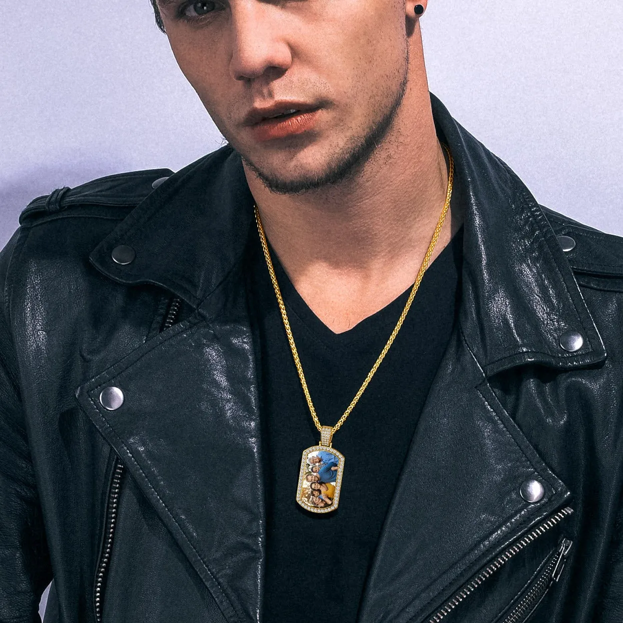 Customized Zirconia Picture Dog Tag Necklace Memorial Gift for Men Women sold by FaithHeart product image thumbnail 2