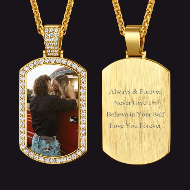 Customized Zirconia Picture Dog Tag Necklace Memorial Gift for Men Women sold by FaithHeart