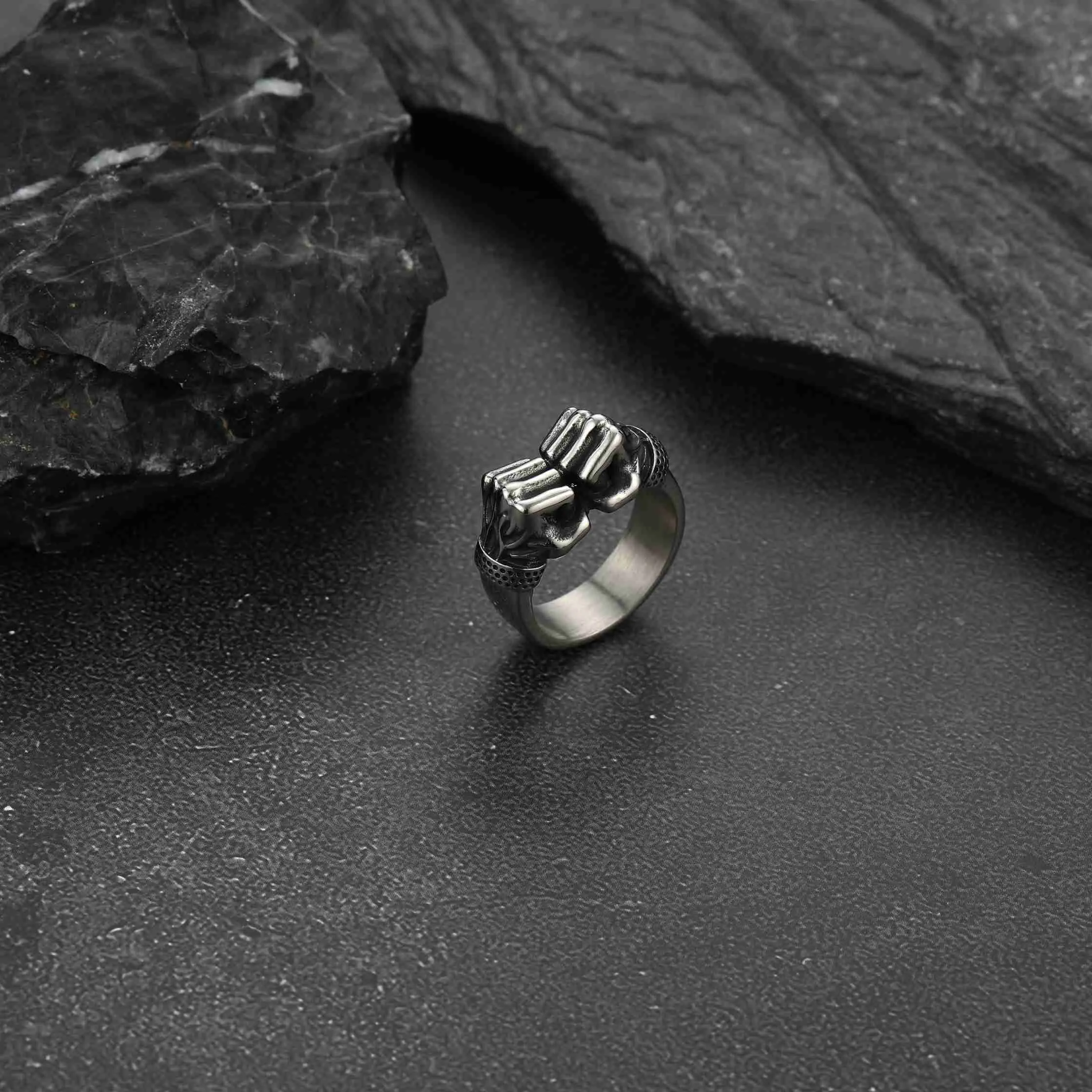 FaithHeart Punk Rock Stainless Steel Boxing Fist Ring for Men sold by FaithHeart product image thumbnail 3