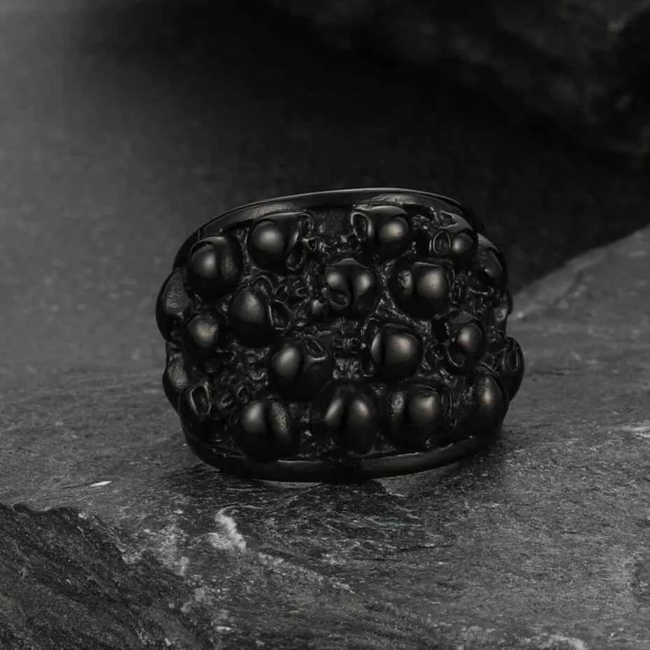 Gothic Skeleton Multi Skull Stainless Steel Band Ring For Men sold by FaithHeart product image thumbnail 5