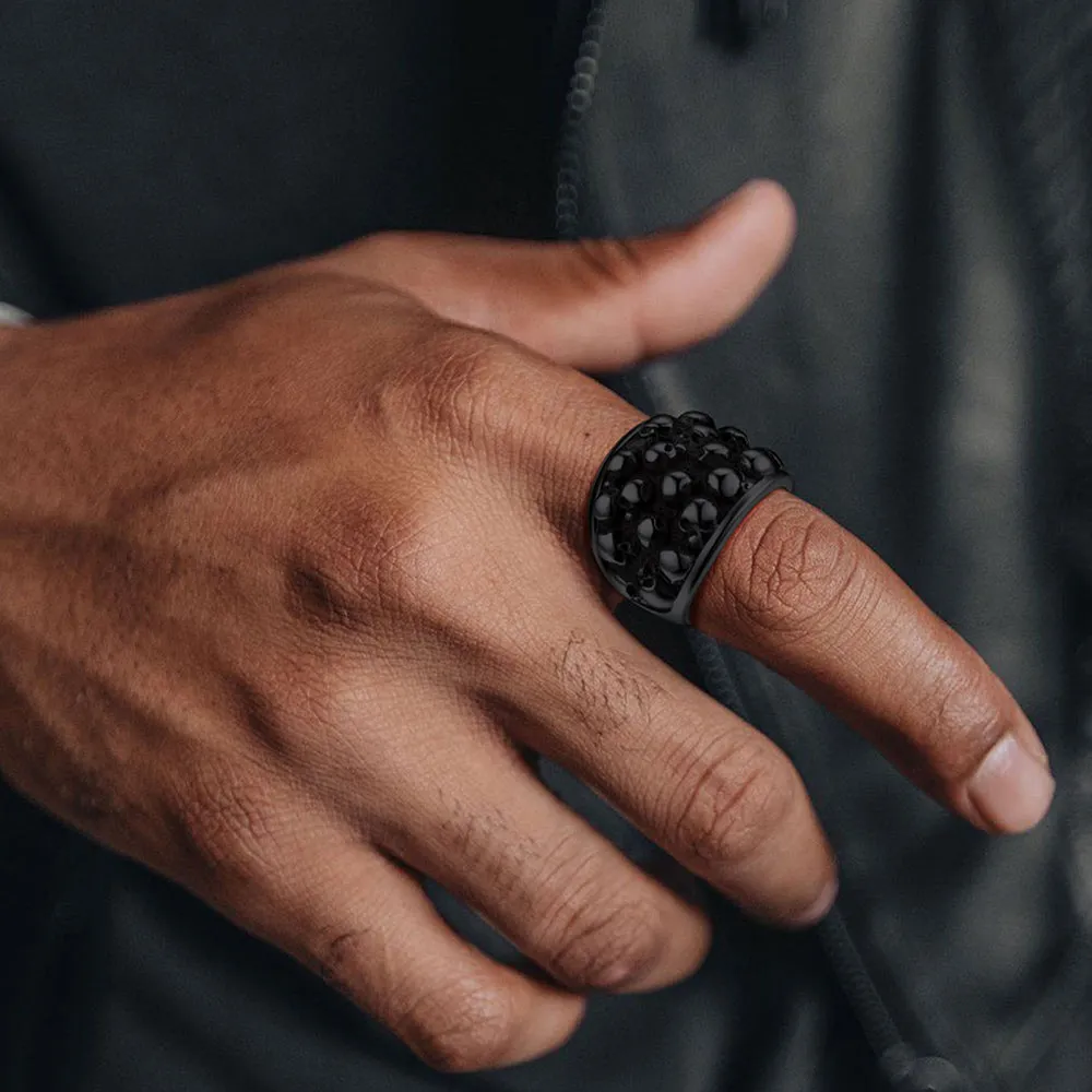 Gothic Skeleton Multi Skull Stainless Steel Band Ring For Men sold by FaithHeart product image thumbnail 2