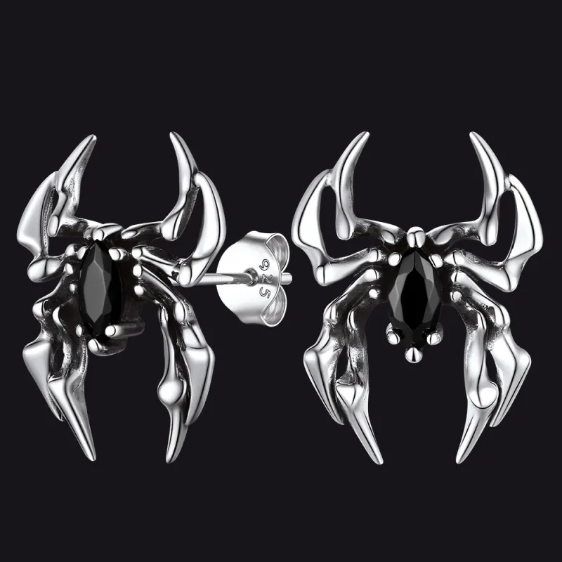 Gothic Spider Earrings for Men in Sterling Silver sold by FaithHeart