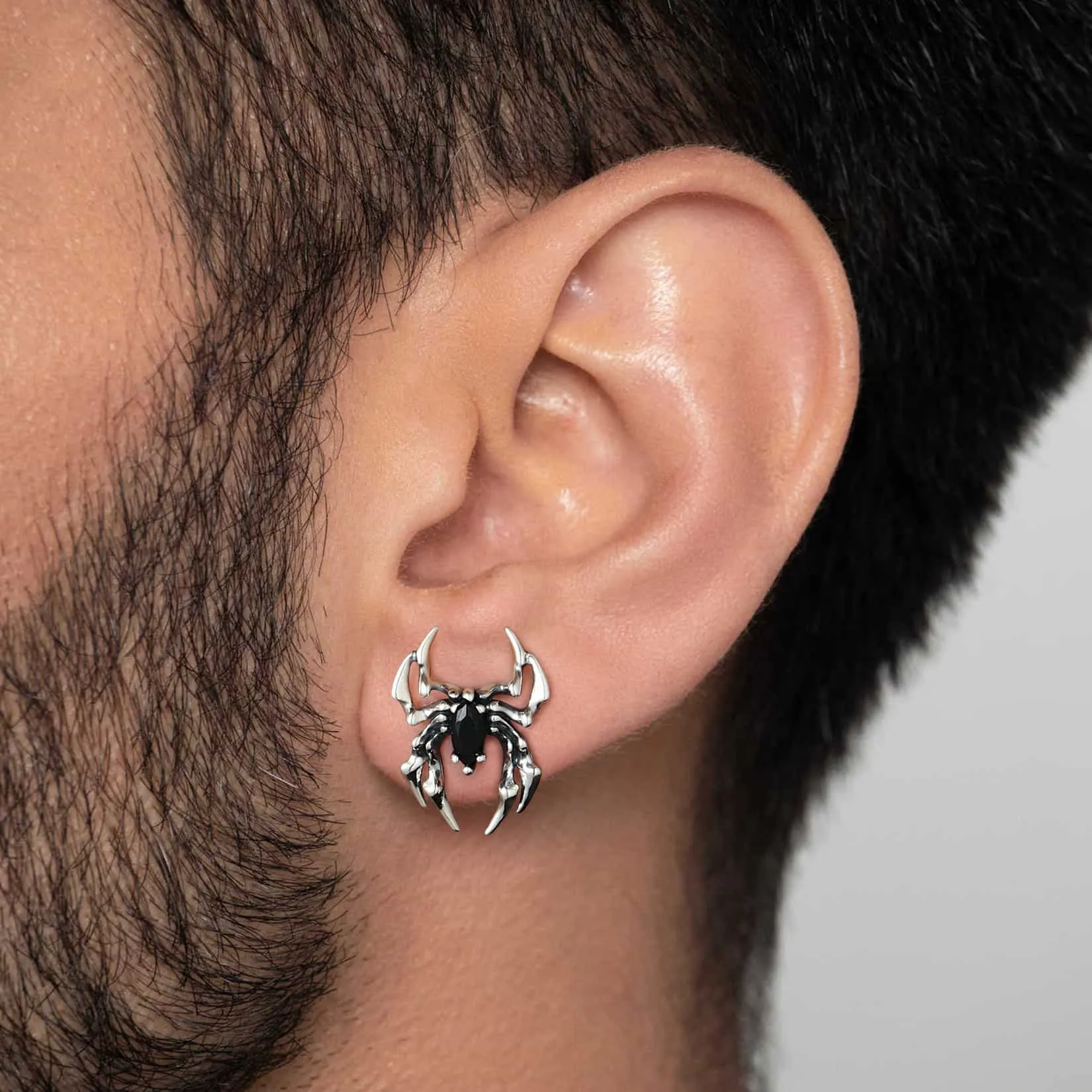 Gothic Spider Earrings for Men in Sterling Silver sold by FaithHeart product image thumbnail 2