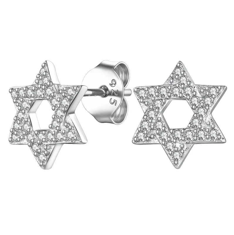 Star of David Stud Earrings For Women in Sterling Silver sold by FaithHeart