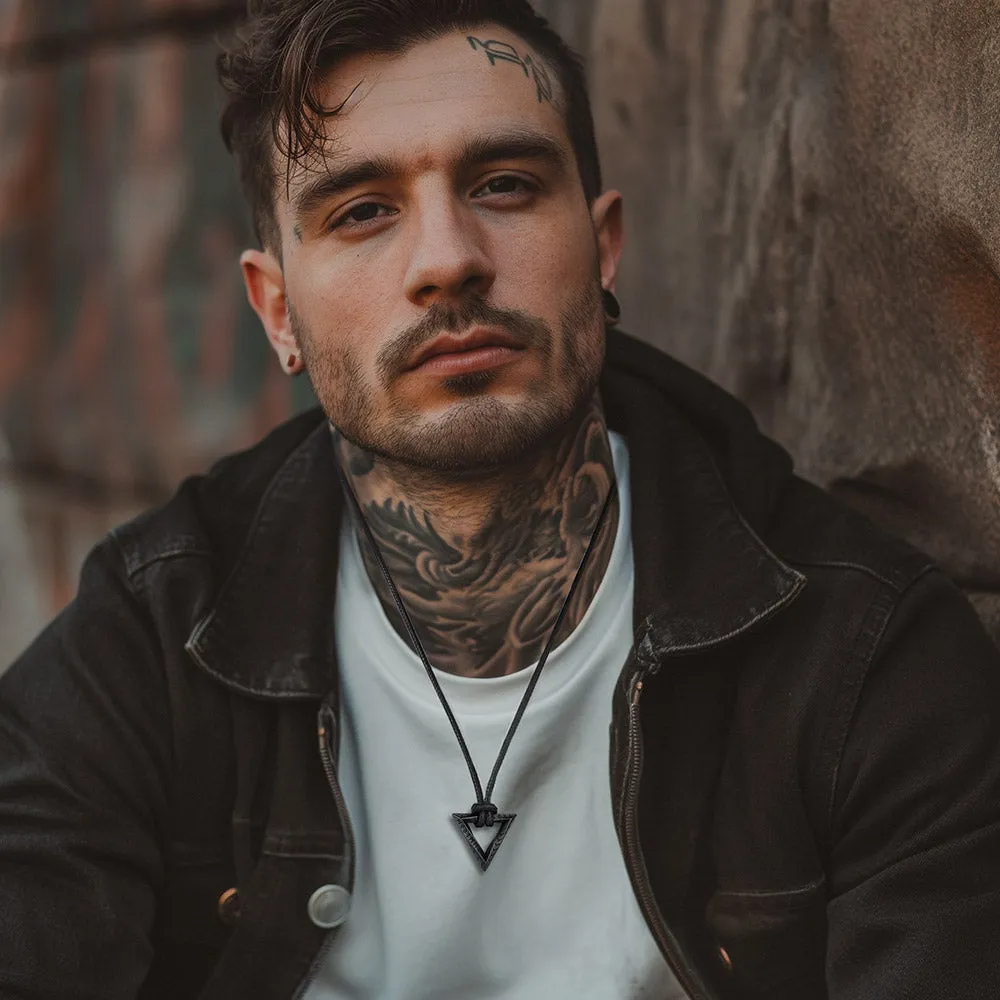 Viking Rune Mobius Triangle Pendant Necklace with Leather Chain sold by FaithHeart product image thumbnail 2