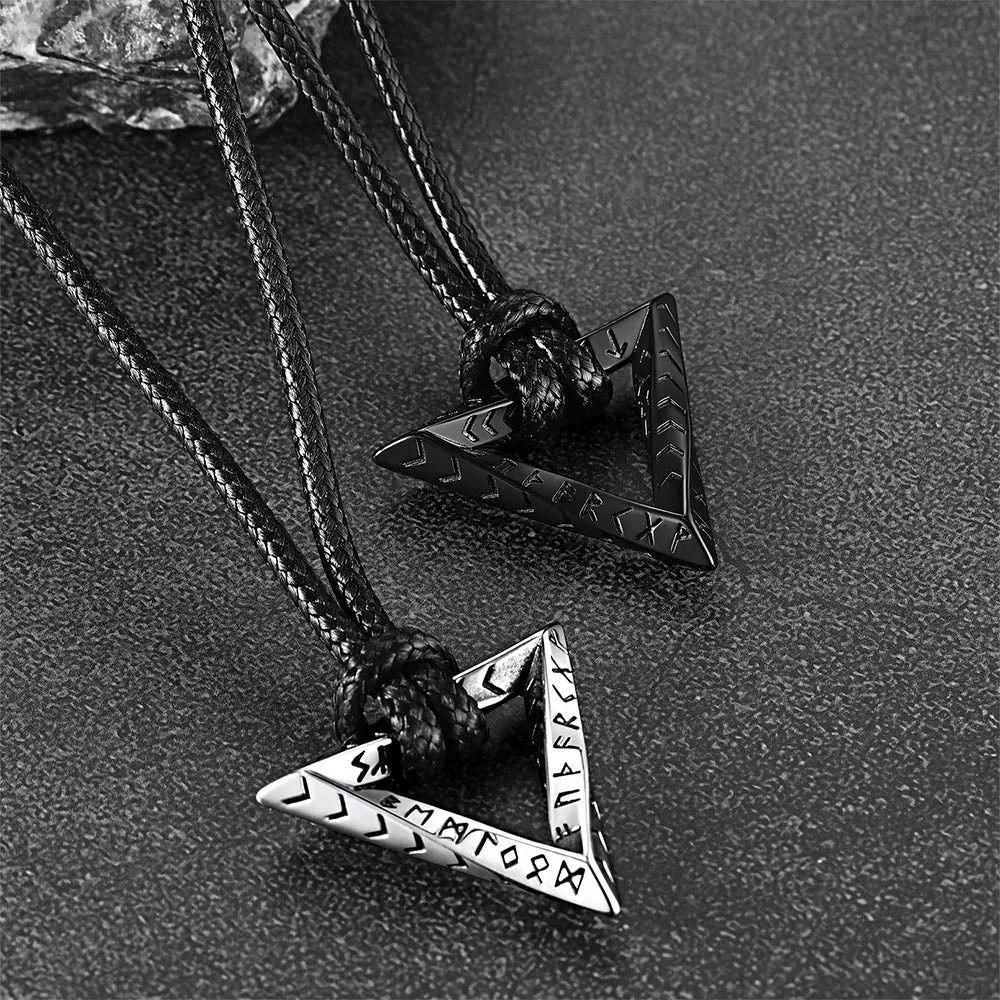 Viking Rune Mobius Triangle Pendant Necklace with Leather Chain sold by FaithHeart product image thumbnail 4