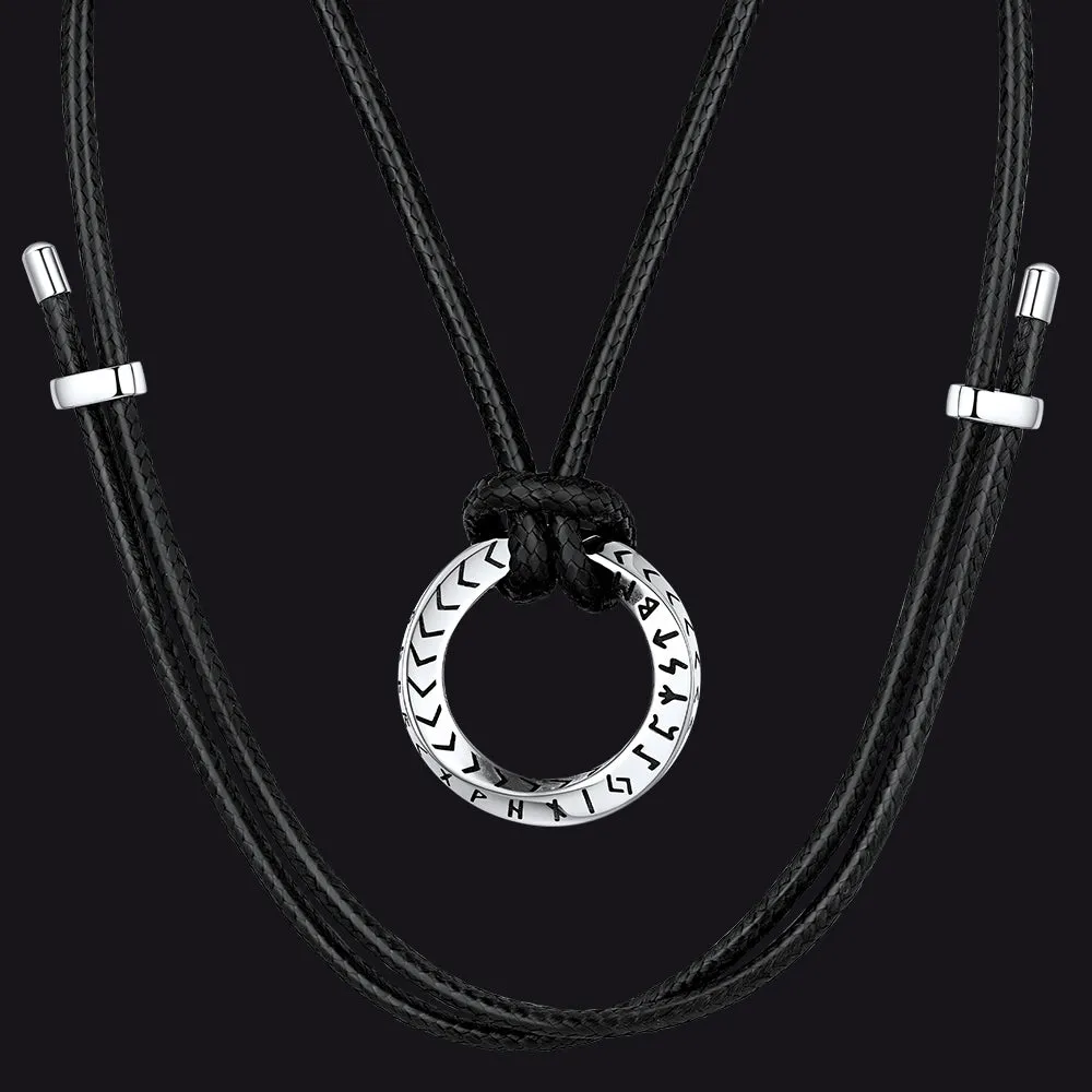 Viking Mobius Circle Leather Necklace Adjustable Leather Chain for Men sold by FaithHeart