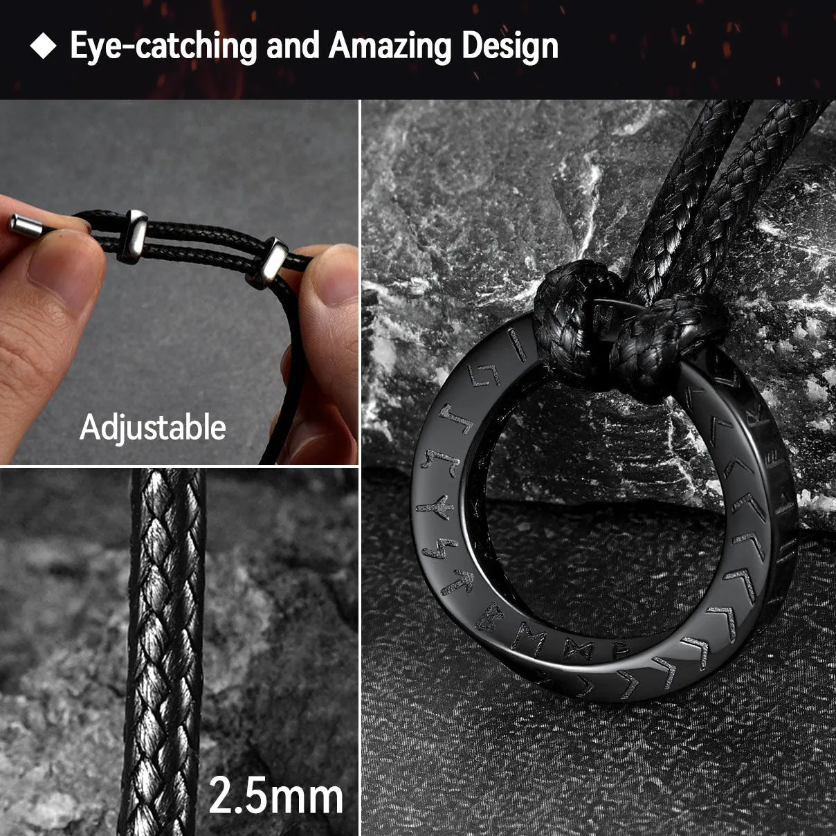 Viking Mobius Circle Leather Necklace Adjustable Leather Chain for Men sold by FaithHeart product image thumbnail 5