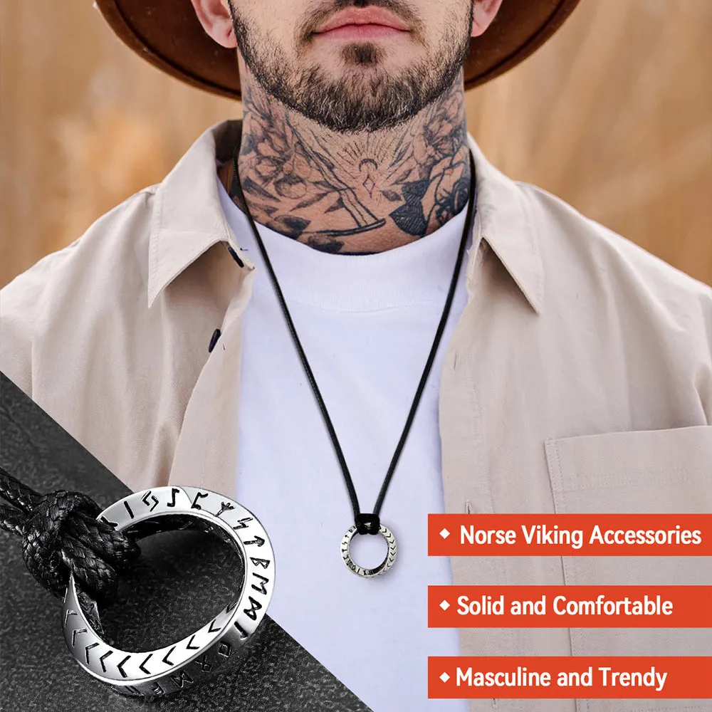 Viking Mobius Circle Leather Necklace Adjustable Leather Chain for Men sold by FaithHeart product image thumbnail 4