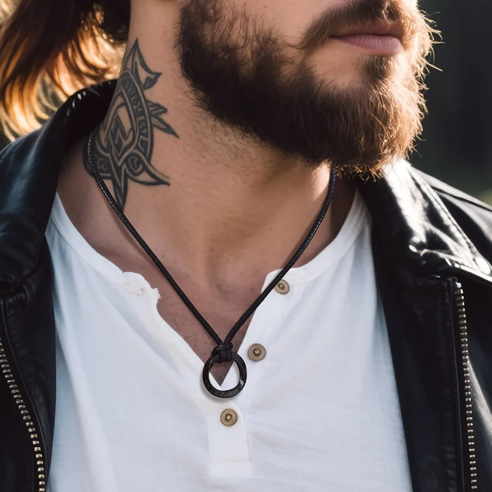 Viking Mobius Circle Leather Necklace Adjustable Leather Chain for Men sold by FaithHeart product image thumbnail 2