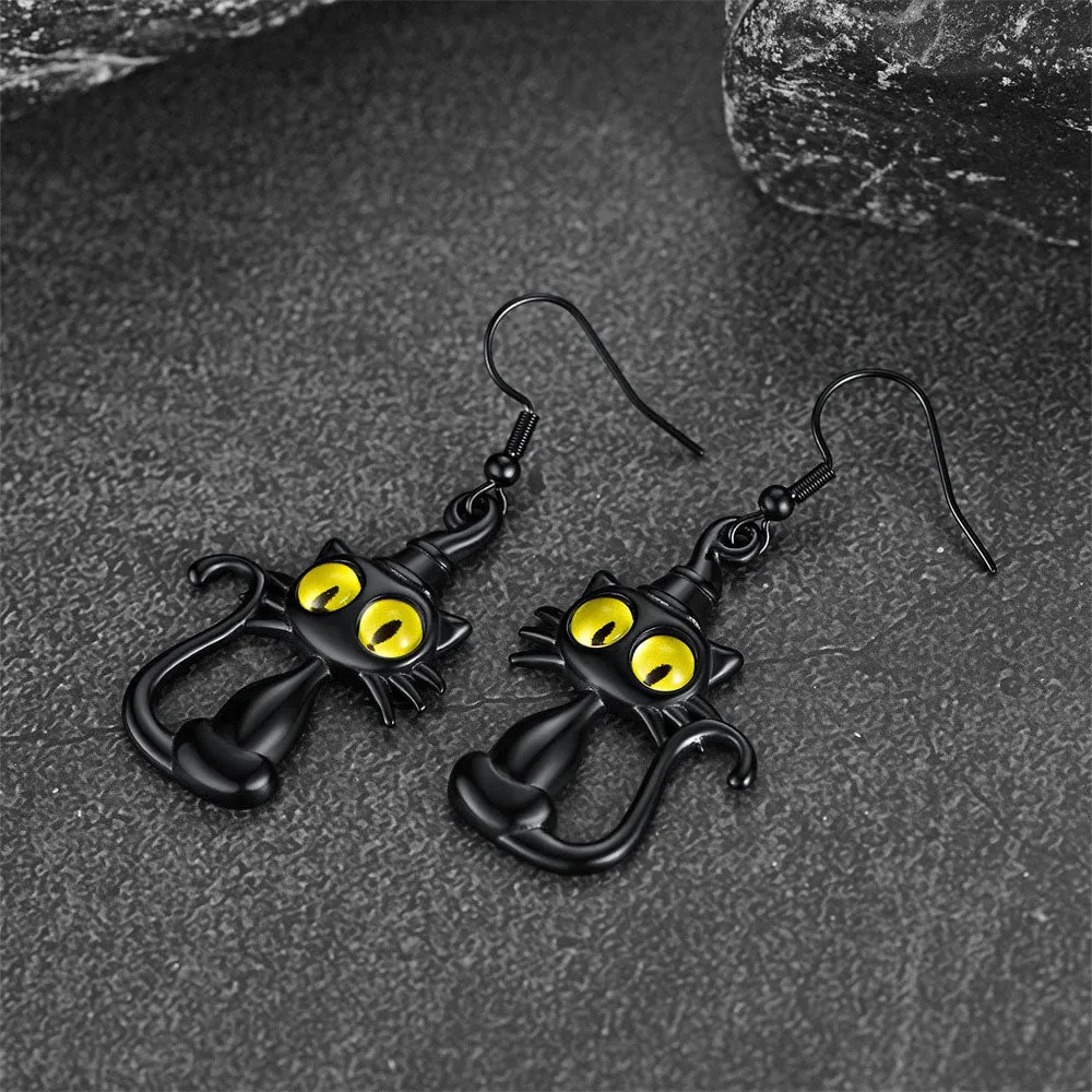 Black Cat Dangle Earrings for Women sold by FaithHeart product image thumbnail 4