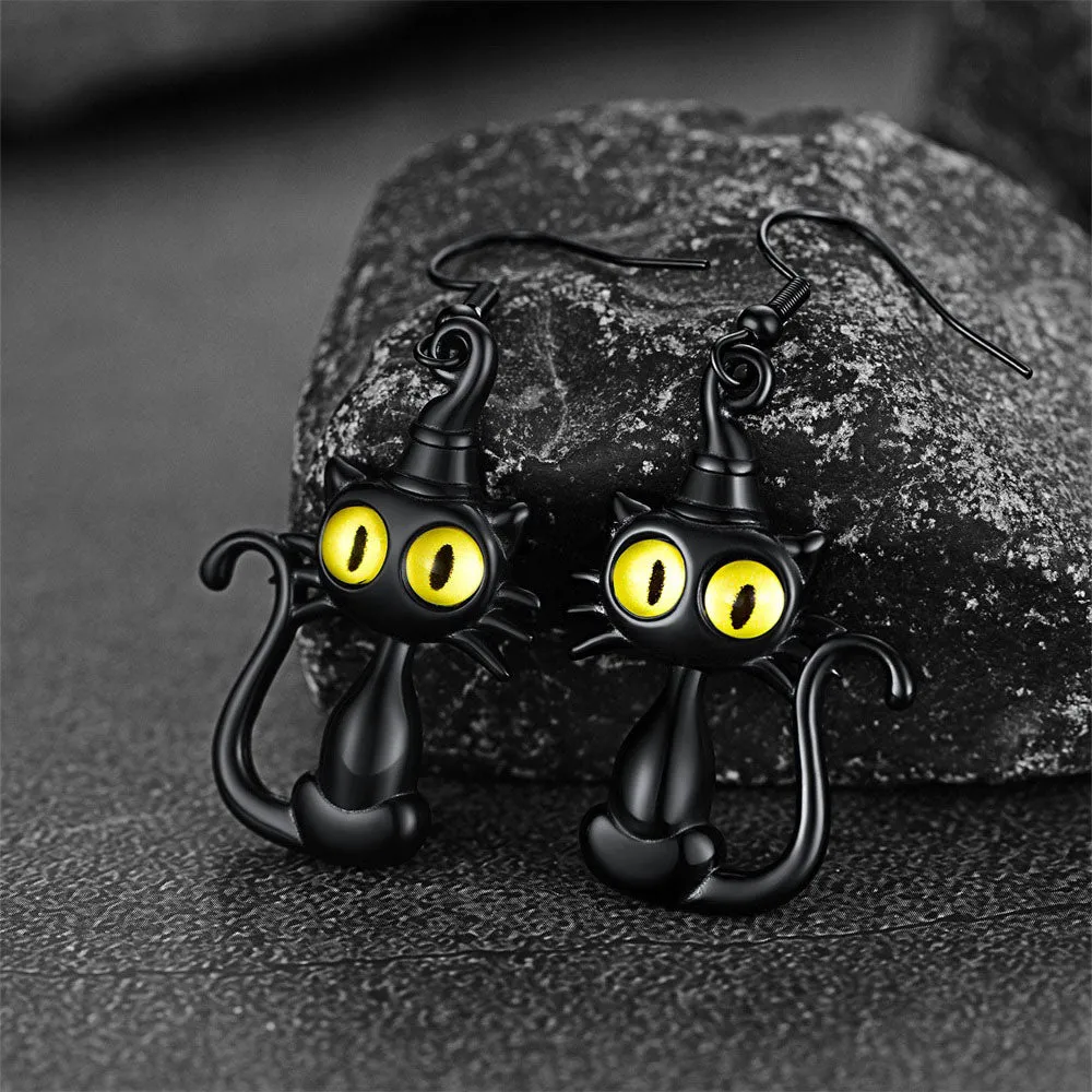 Black Cat Dangle Earrings for Women sold by FaithHeart product image thumbnail 3