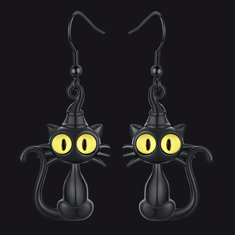 Black Cat Dangle Earrings for Women sold by FaithHeart