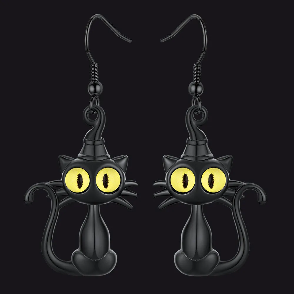 Black Cat Dangle Earrings for Women sold by FaithHeart