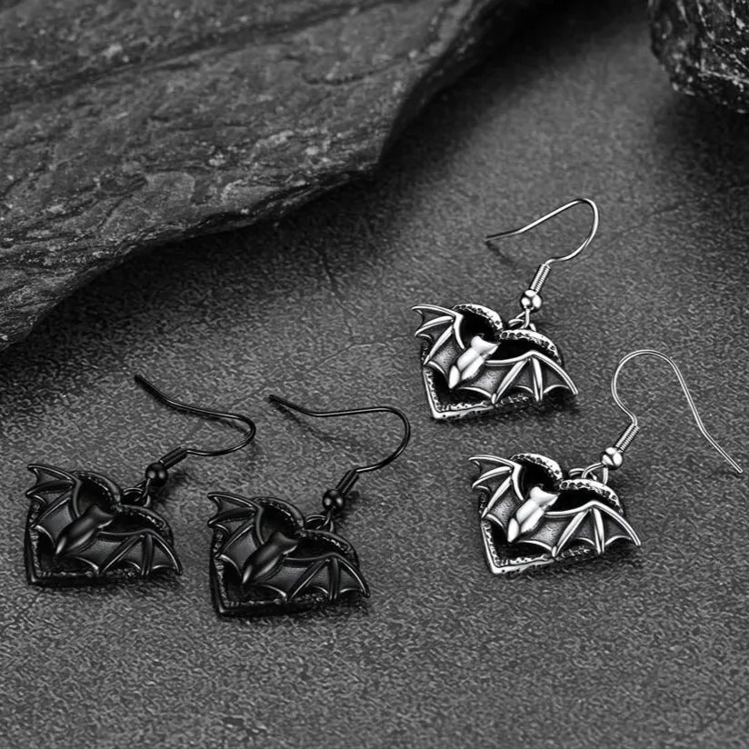 Gothic Bat Heart Dangle Earrings for Women Halloween Gift sold by FaithHeart product image thumbnail 4