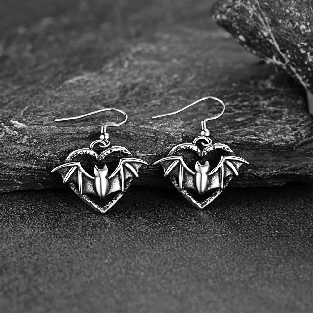 Gothic Bat Heart Dangle Earrings for Women Halloween Gift sold by FaithHeart product image thumbnail 5