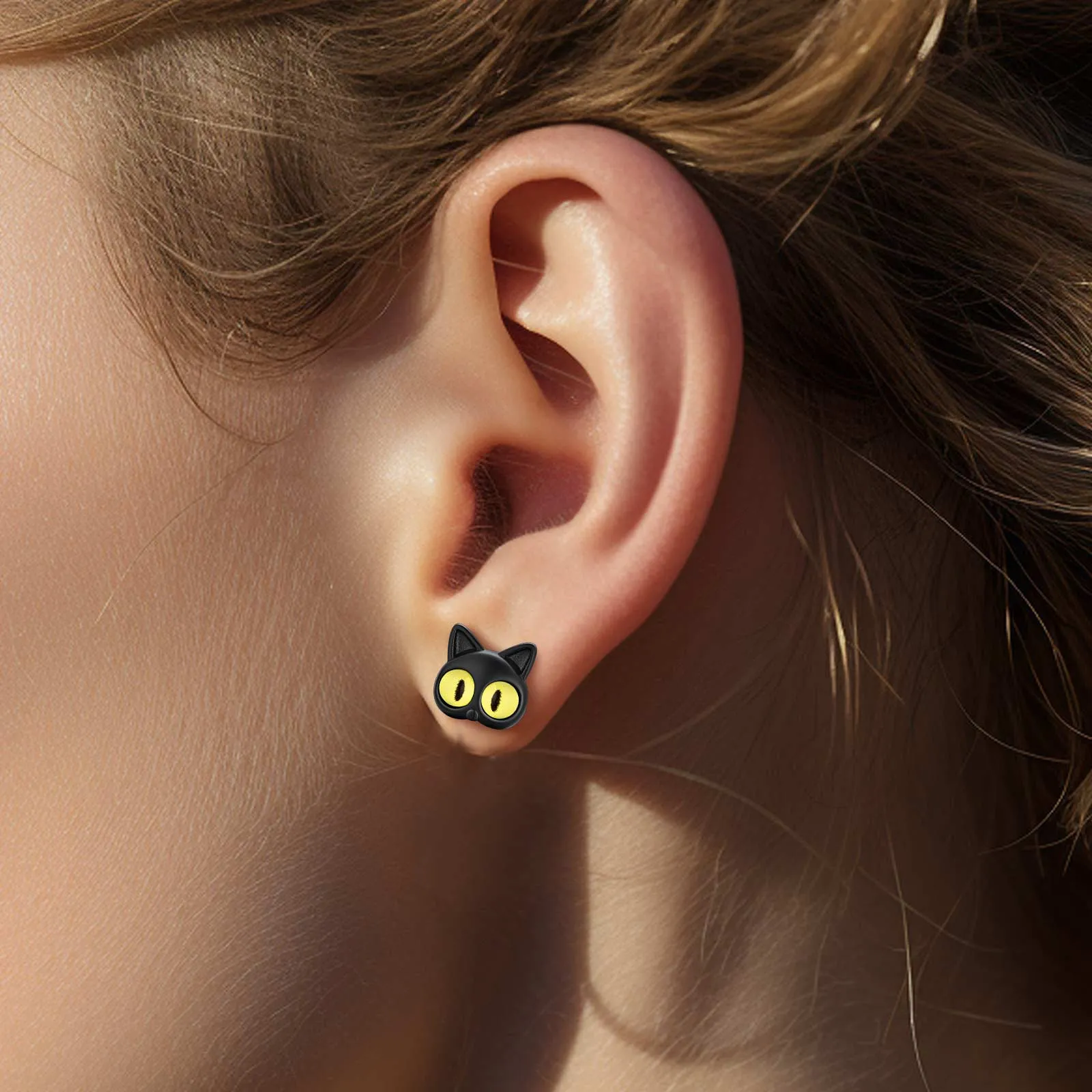 Black Cat Stud Earring For Women Halloween Gift sold by FaithHeart product image thumbnail 2
