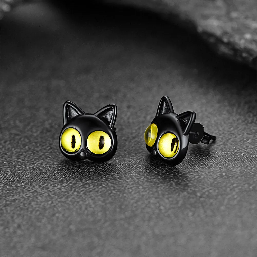 Black Cat Stud Earring For Women Halloween Gift sold by FaithHeart product image thumbnail 3