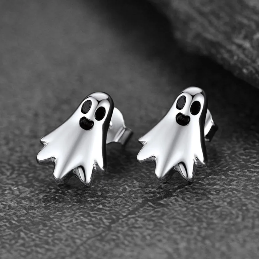 Halloween Silver Ghost Stud Earrings for Women sold by FaithHeart product image thumbnail 5