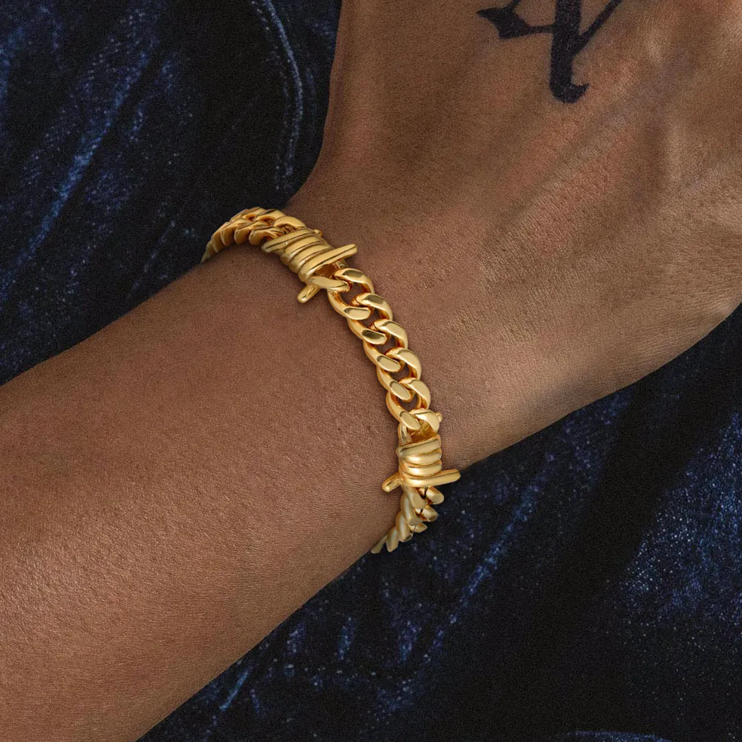 Barbed Wire Cuban Link Bracelet for Men in Stainless Steel sold by FaithHeart product image thumbnail 4