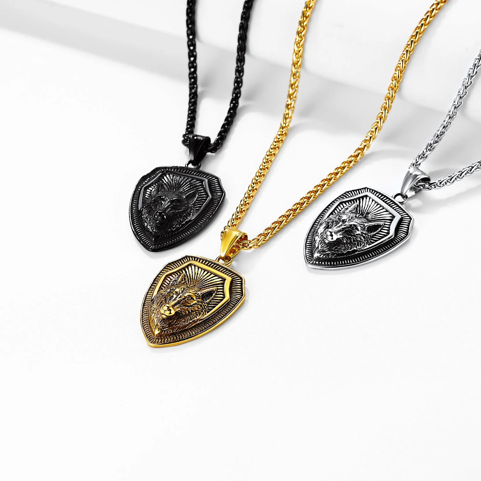 Engraved Viking Nordic Wolf Necklace Amulet Pendant for Men Women sold by FaithHeart product image thumbnail 4