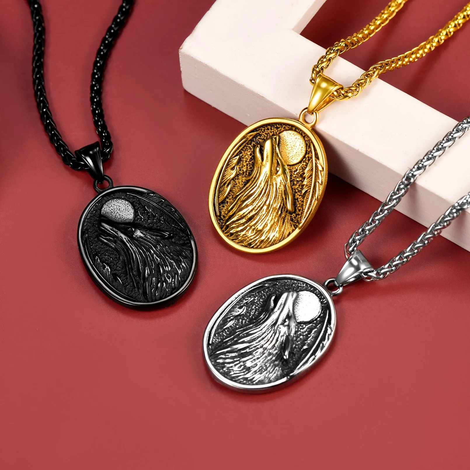 Norse Viking Wolf Pendant Necklace for Men sold by FaithHeart product image thumbnail 5