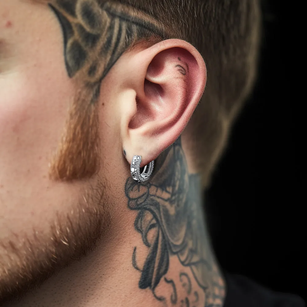 Cubic Zirconia Skull Huggie Hoop Earrings For Men sold by FaithHeart product image thumbnail 2