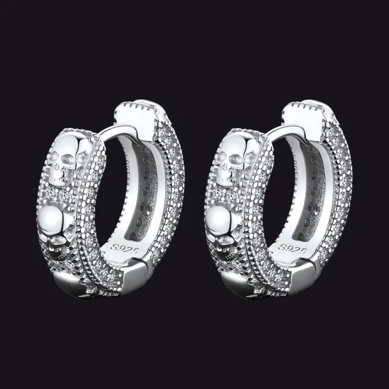 Cubic Zirconia Skull Huggie Hoop Earrings For Men sold by FaithHeart