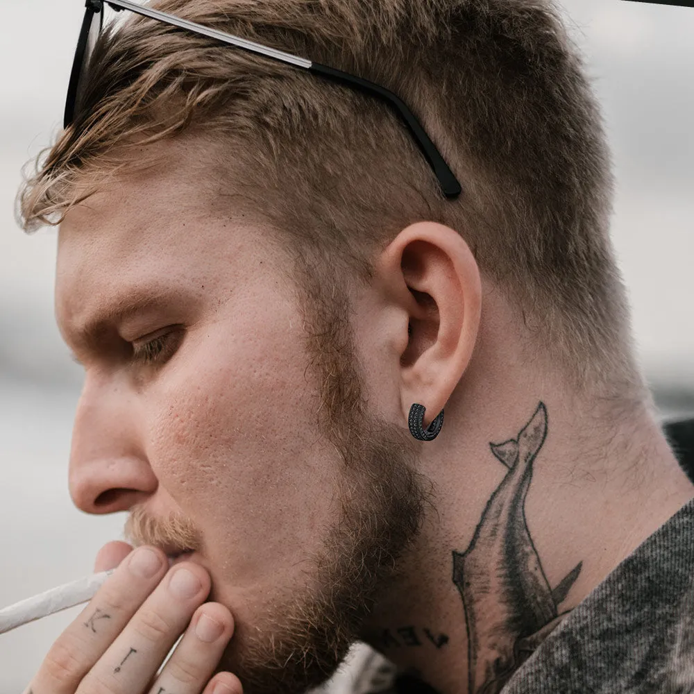 Chunky Diamond Hoop Huggie Earrings for Men in Sterling Silver sold by FaithHeart product image thumbnail 2