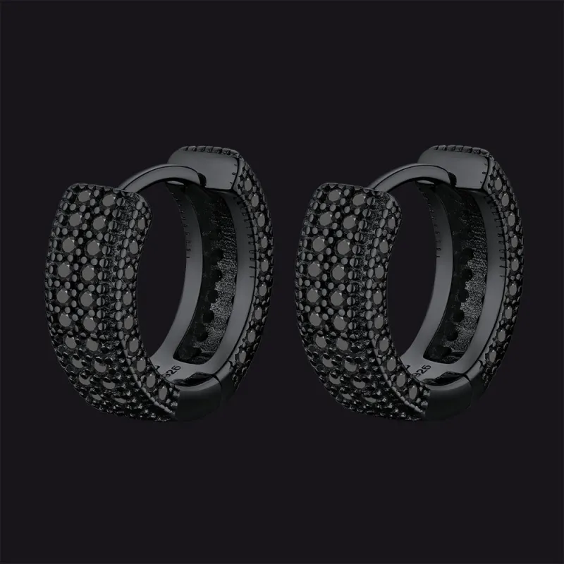 Chunky CZ Hoop Huggie Earrings Piercing for Men in Sterling Silver sold by FaithHeart