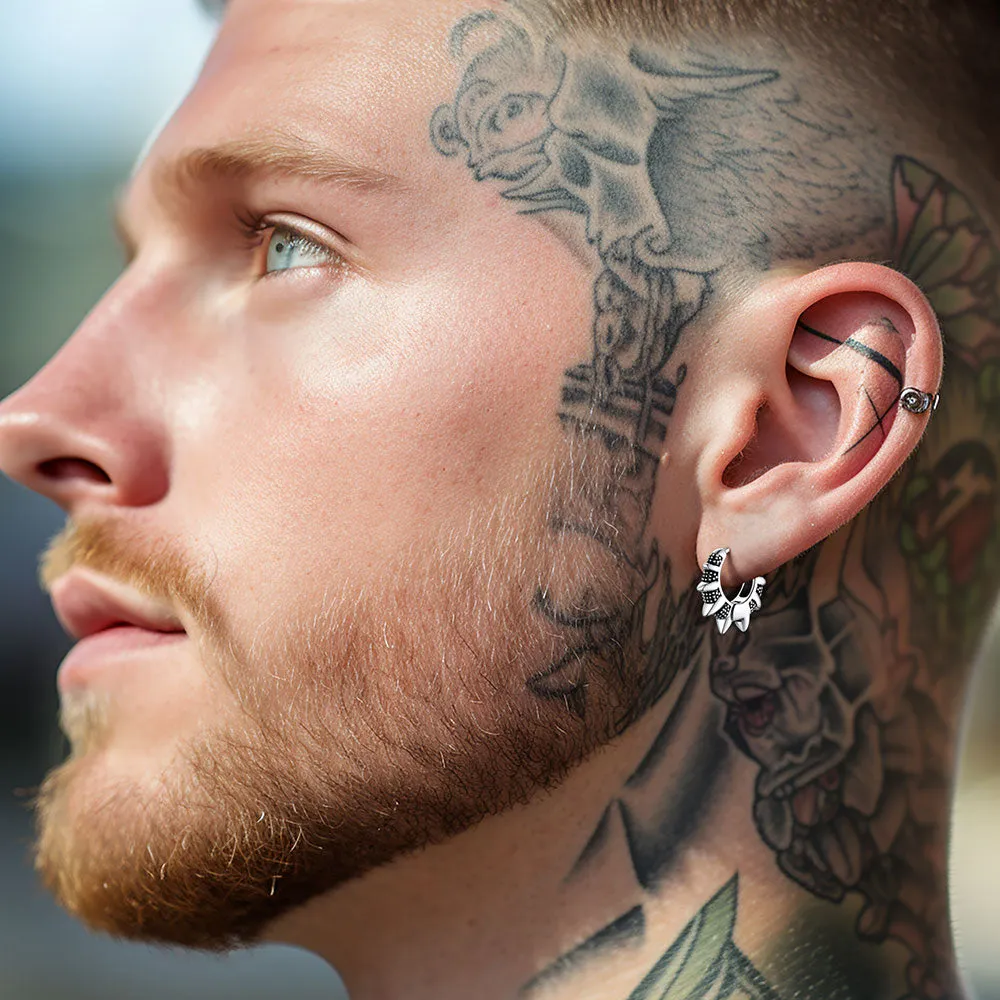 Punk Spikes and Rivets Huggie Hoop Earrings Piercing For Men Women sold by FaithHeart product image thumbnail 3