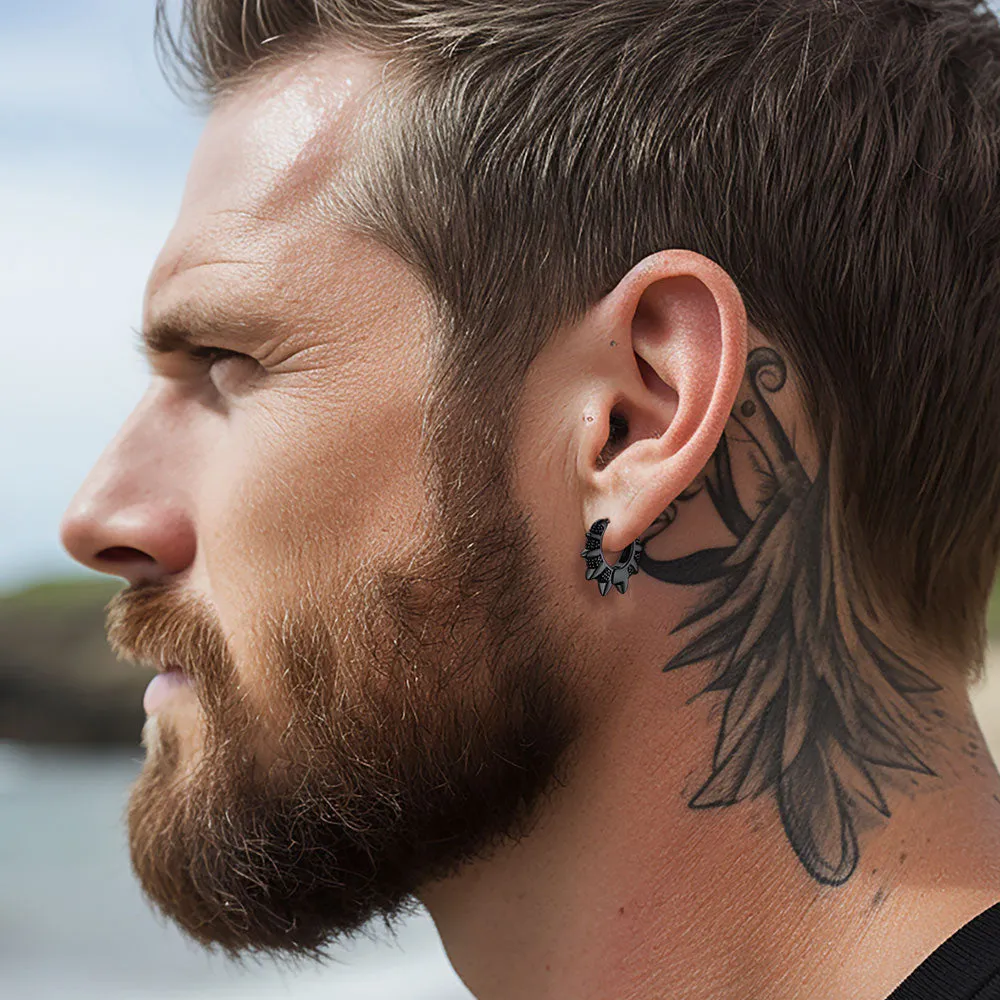 Punk Spikes and Rivets Huggie Hoop Earrings Piercing For Men Women sold by FaithHeart product image thumbnail 2