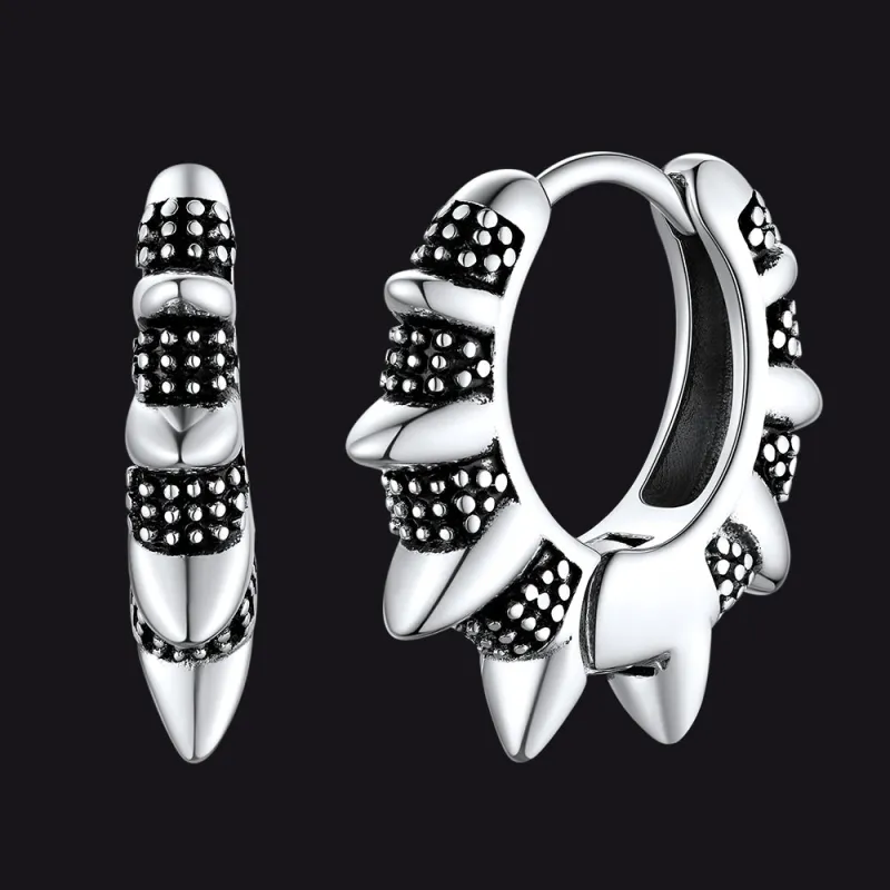 Punk Spikes and Rivets Huggie Hoop Earrings Piercing For Men Women sold by FaithHeart