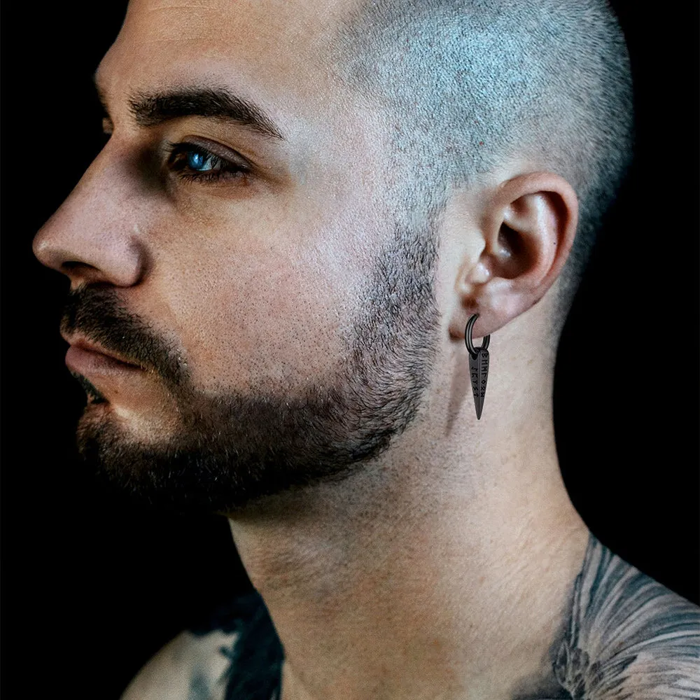 Norse Viking Runes Dangle Hoop Earrings For Men sold by FaithHeart product image thumbnail 2