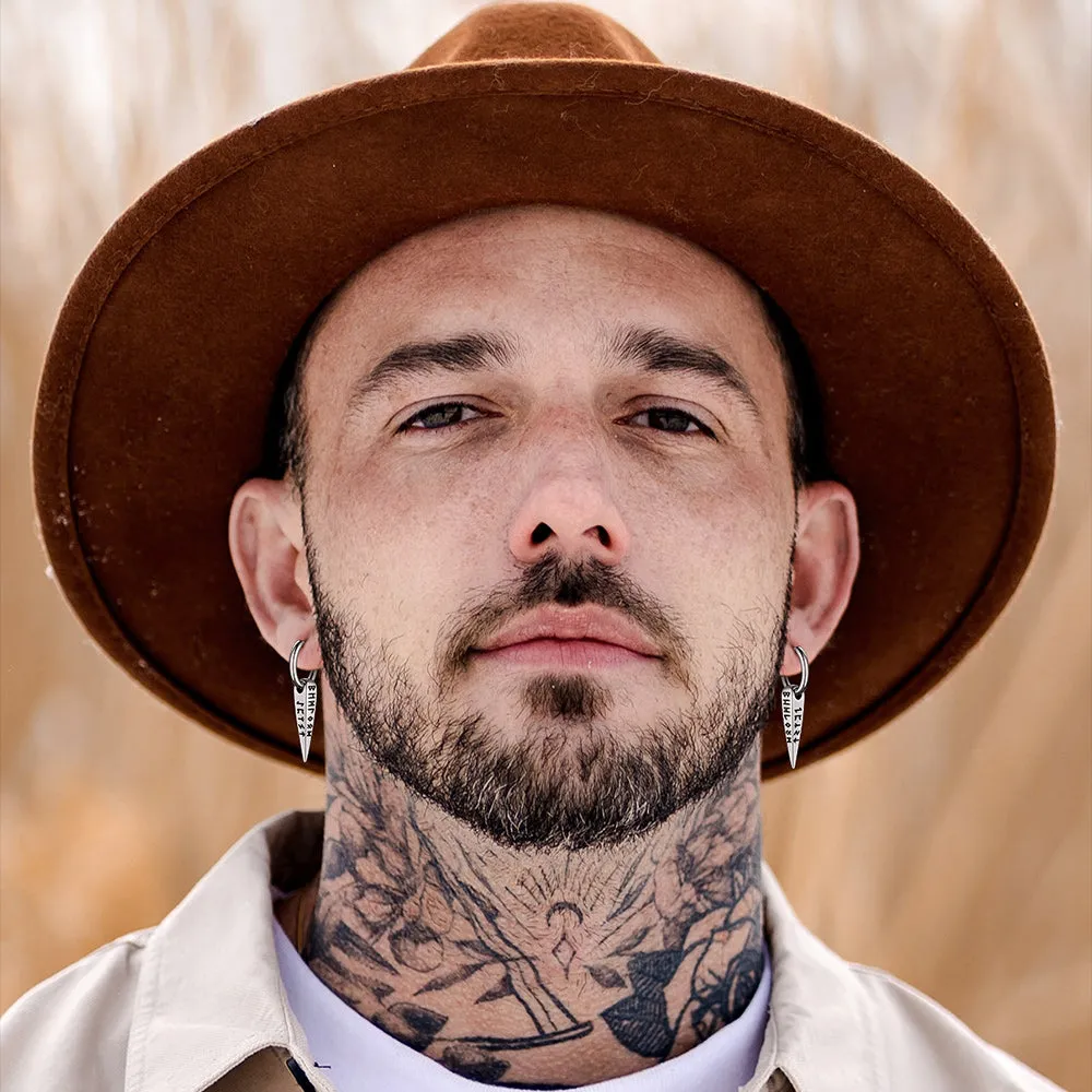 Norse Viking Runes Dangle Hoop Earrings For Men sold by FaithHeart product image thumbnail 3