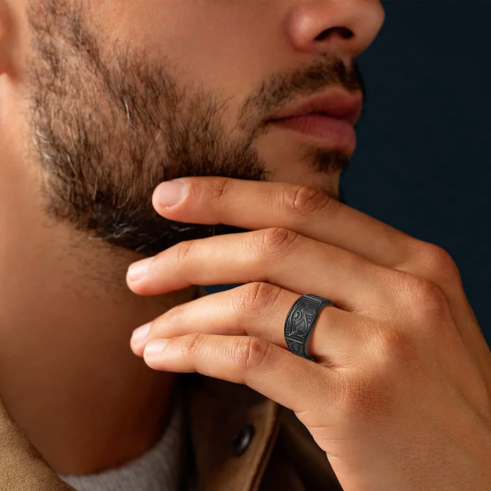 Egyptian Eye Of Horus Ankh Band Ring Stainless Steel for Men sold by FaithHeart product image thumbnail 2