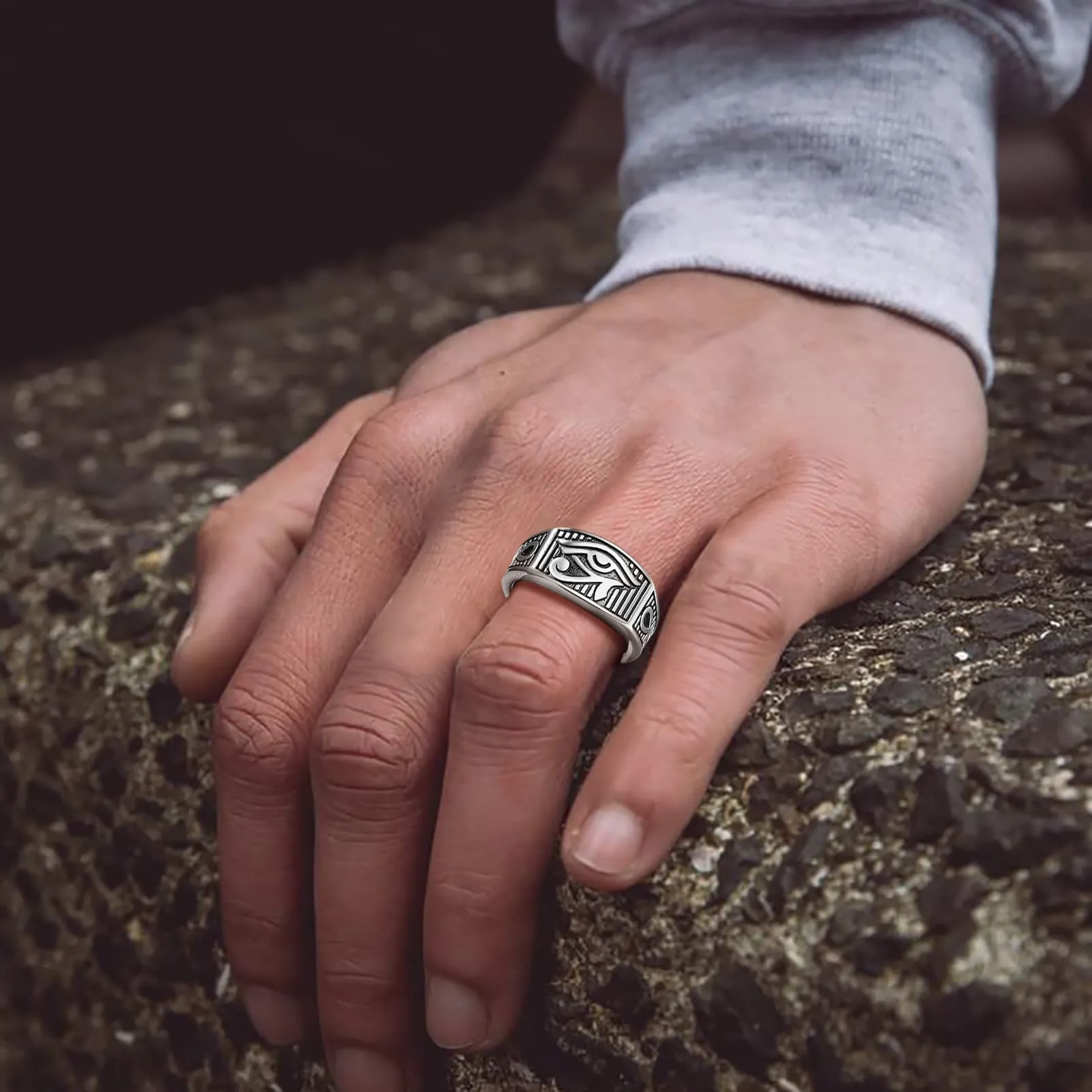 Egyptian Eye Of Horus Ankh Band Ring Stainless Steel for Men sold by FaithHeart product image thumbnail 4