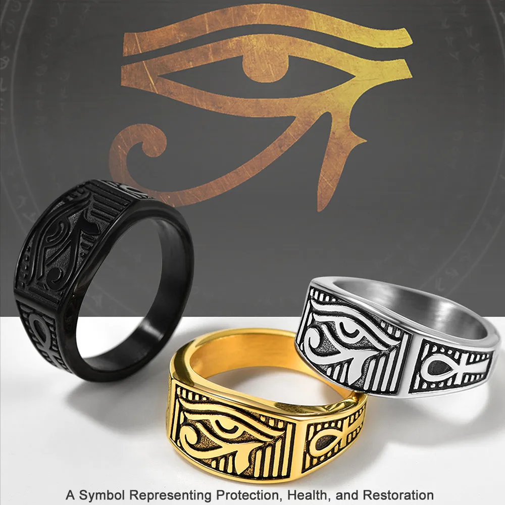 Egyptian Eye Of Horus Ankh Band Ring Stainless Steel for Men sold by FaithHeart product image thumbnail 5