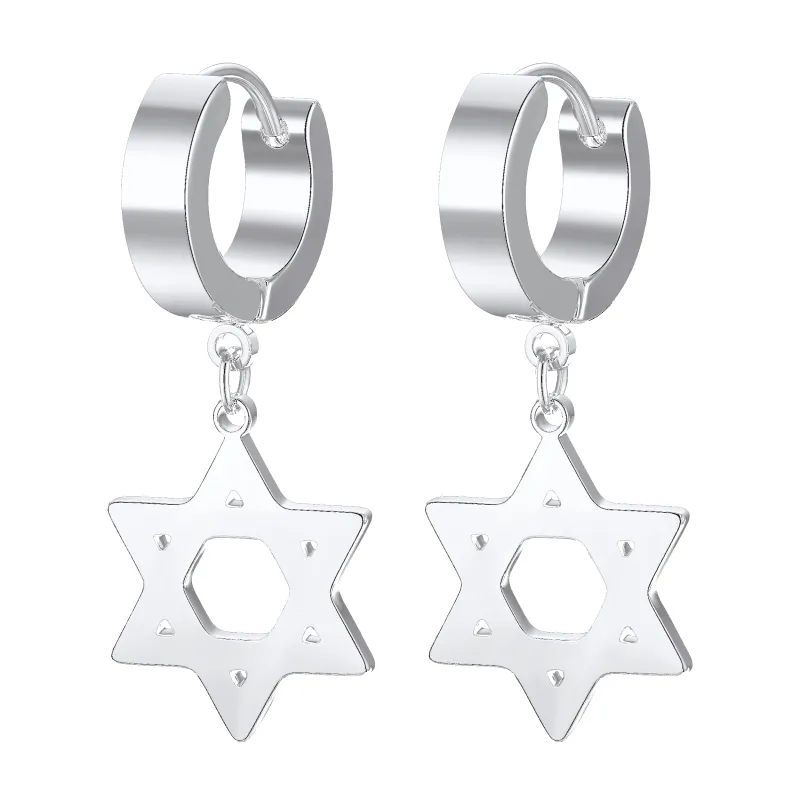 Flash Sale Star of David Dangle Hoop Earrings for Men/Women sold by FaithHeart