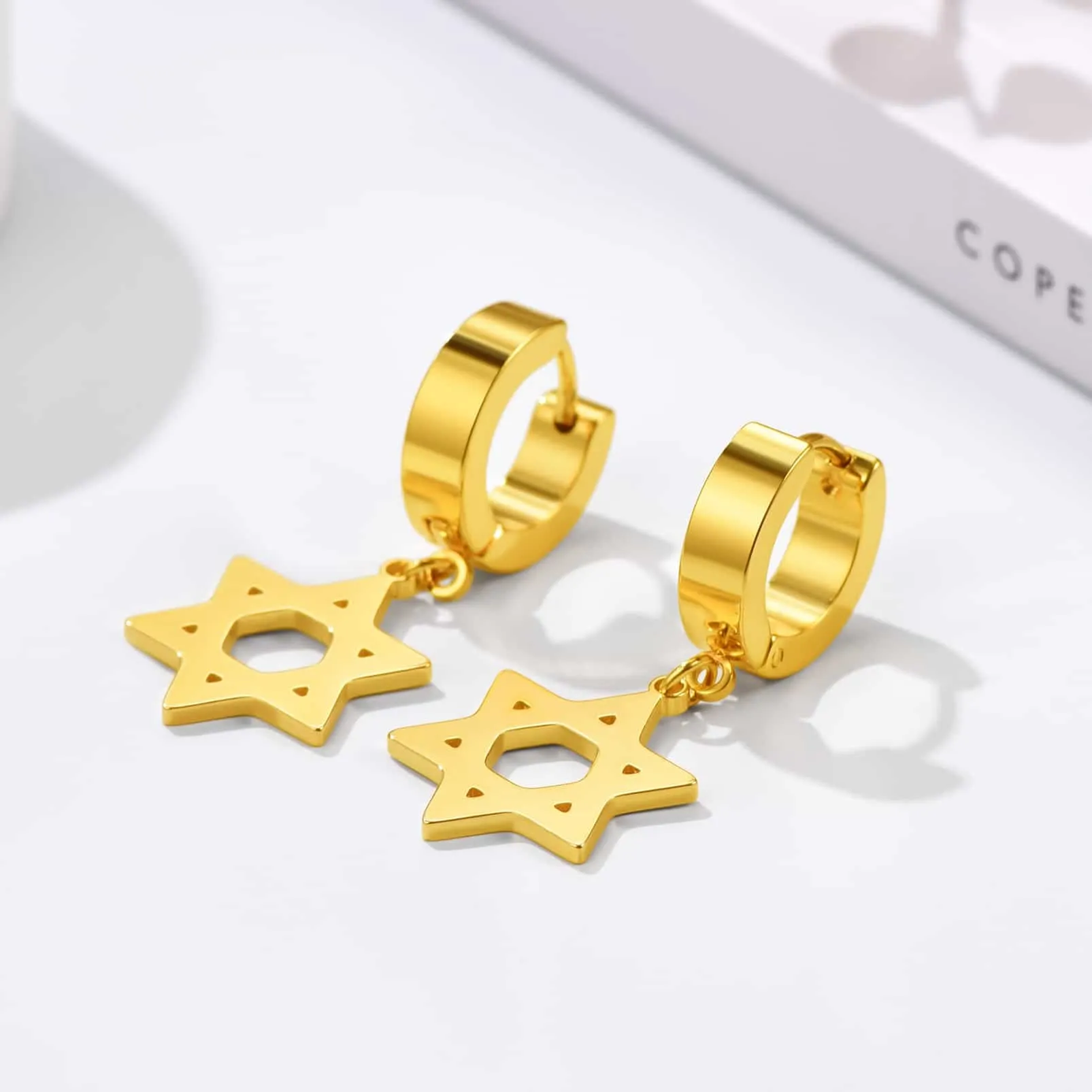 Flash Sale Star of David Dangle Hoop Earrings for Men/Women sold by FaithHeart product image thumbnail 5