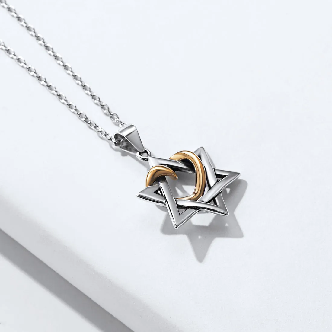 Silver Star of David Pendant With Heart Necklace sold by FaithHeart product image thumbnail 4