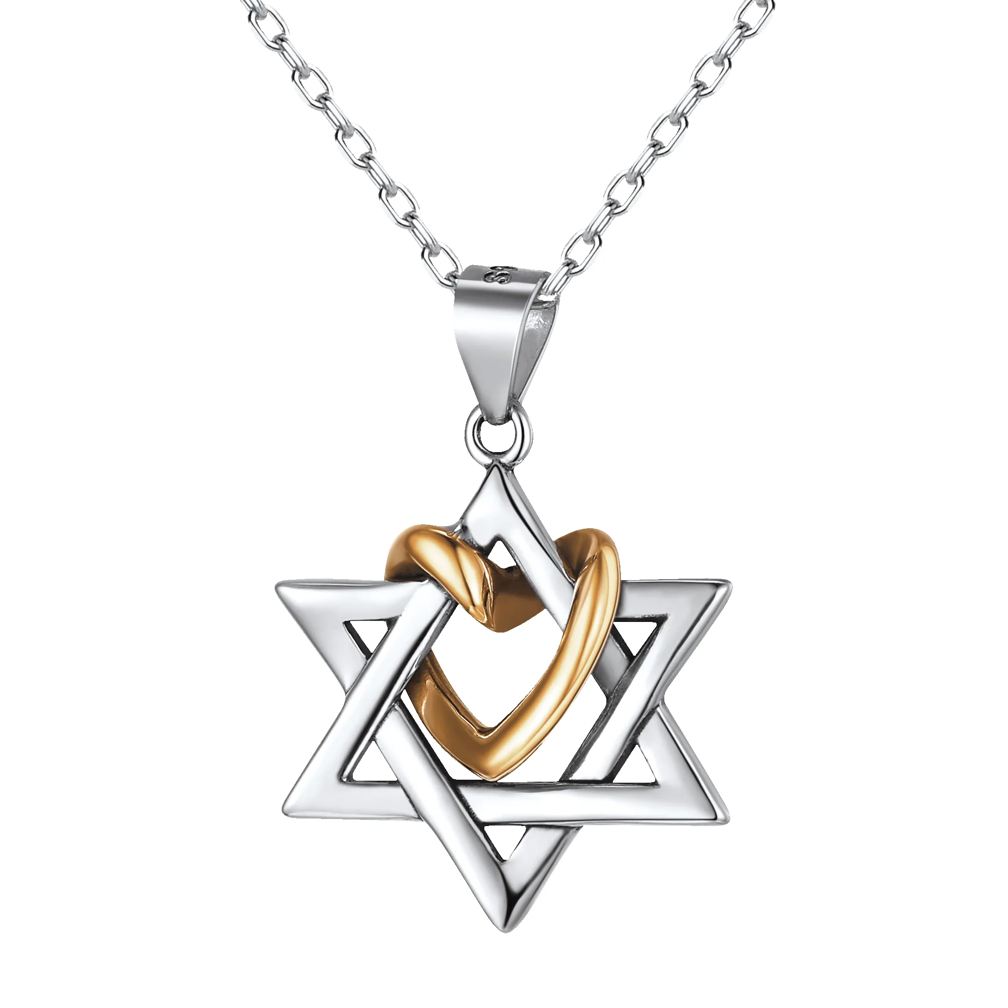 Silver Star of David Pendant With Heart Necklace sold by FaithHeart