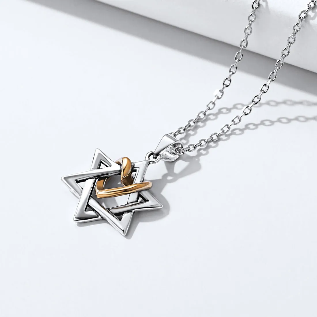 Silver Star of David Pendant With Heart Necklace sold by FaithHeart product image thumbnail 2