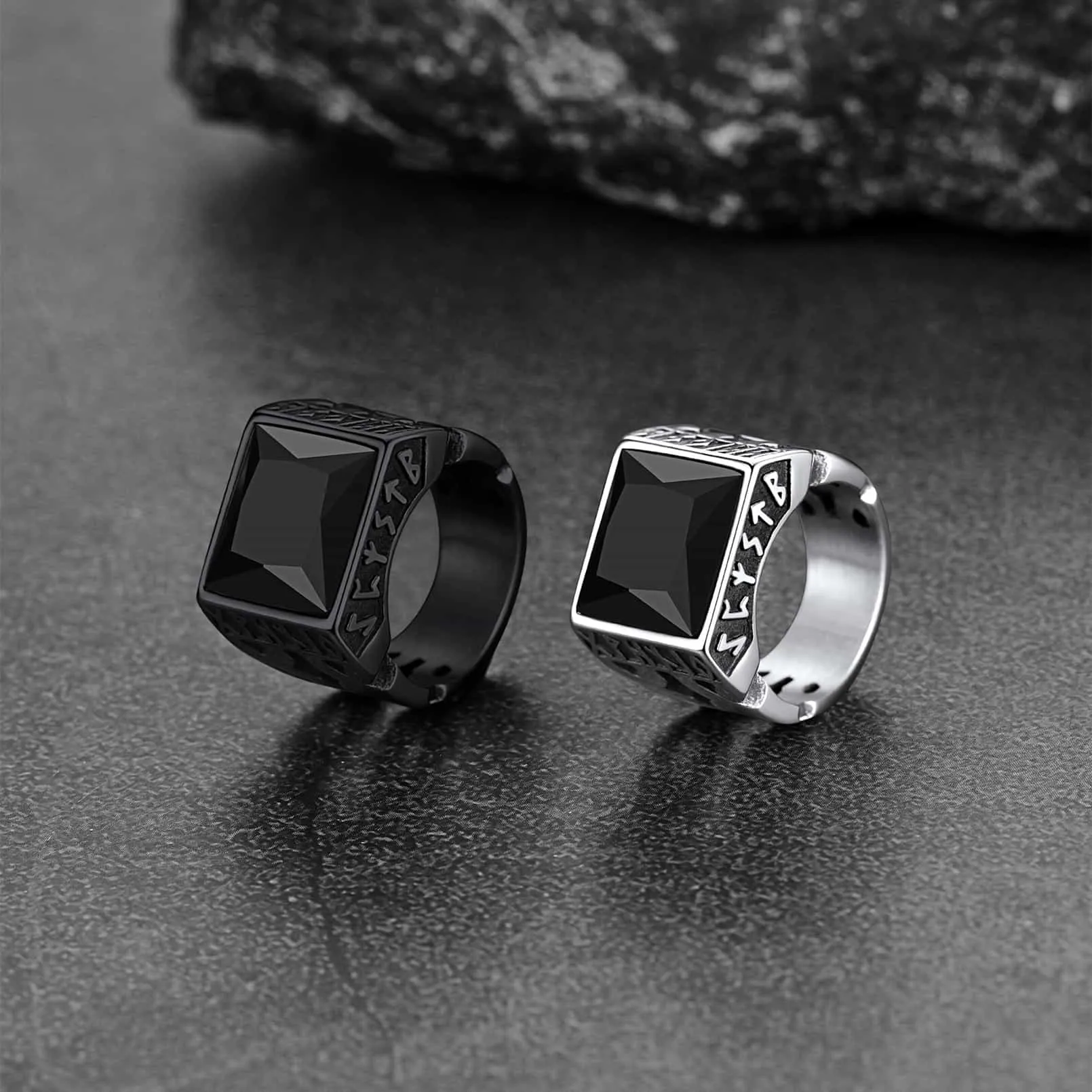 Custom Celtic Gemstone Ring With Runes for Men sold by FaithHeart product image thumbnail 5