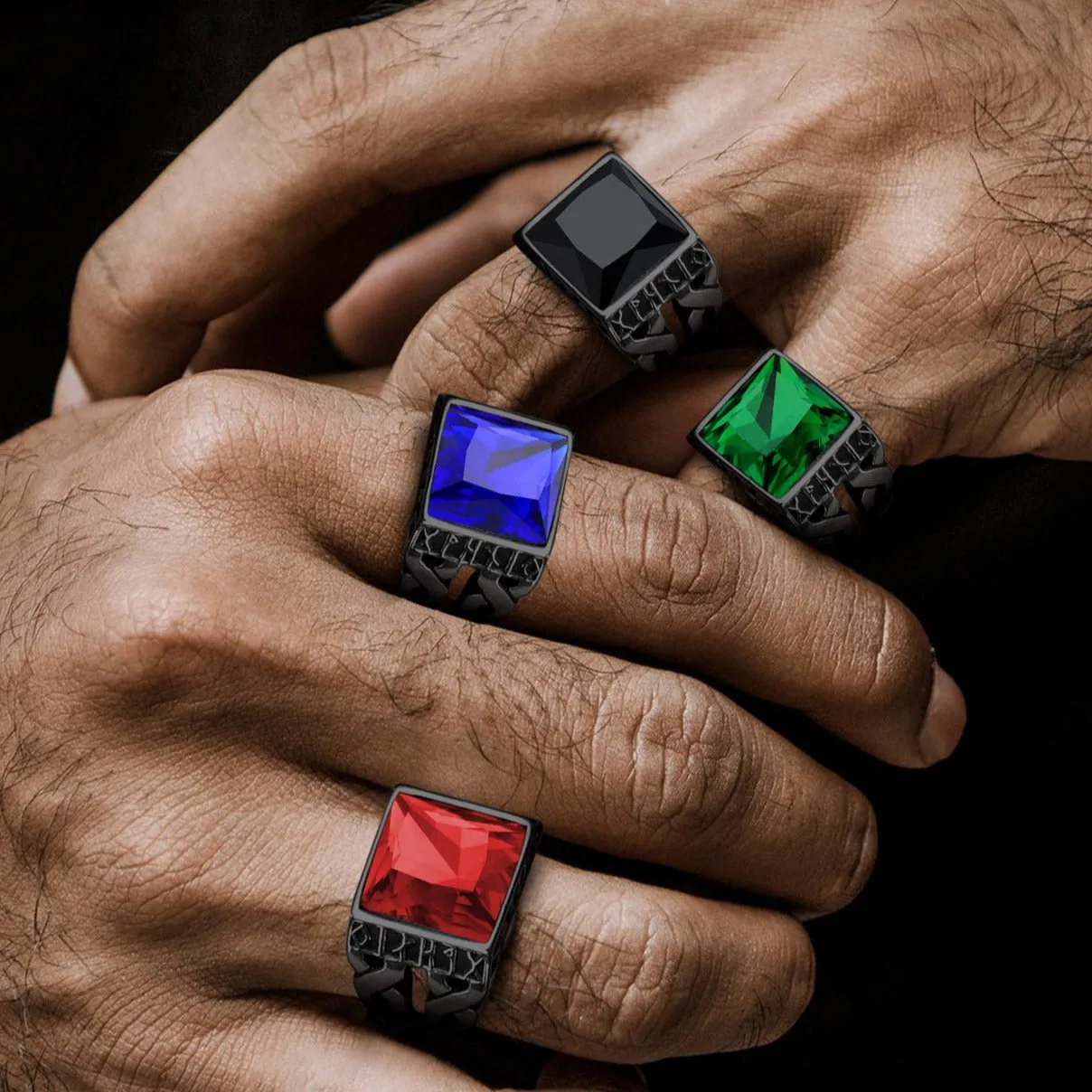 Custom Celtic Gemstone Ring With Runes for Men sold by FaithHeart product image thumbnail 2