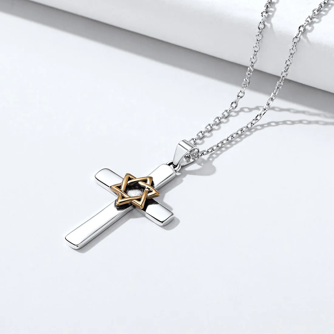Silver Cross Star of David Pendant Necklace for Men Women sold by FaithHeart product image thumbnail 5