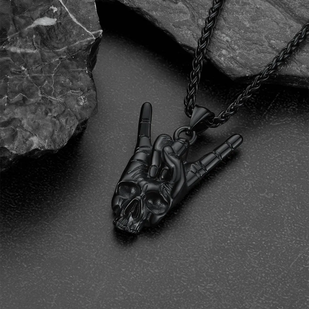 Rock Hand Skeleton Skull Necklace for Men sold by FaithHeart product image thumbnail 5