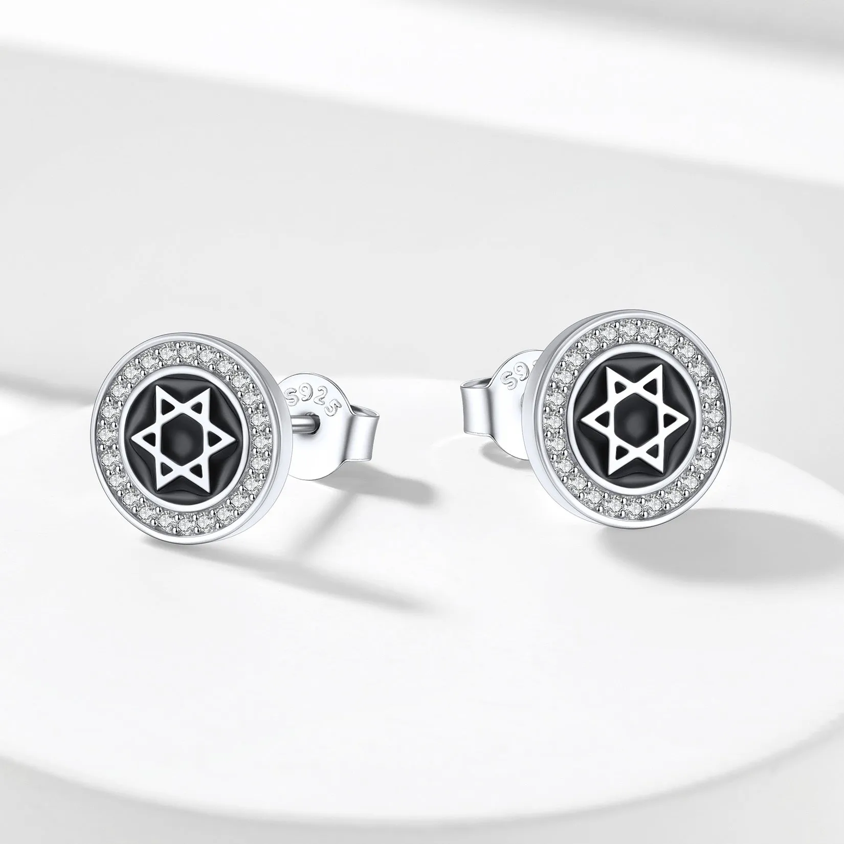 Silver Zircon Star Of David Stud Earrings for Men Women sold by FaithHeart product image thumbnail 4
