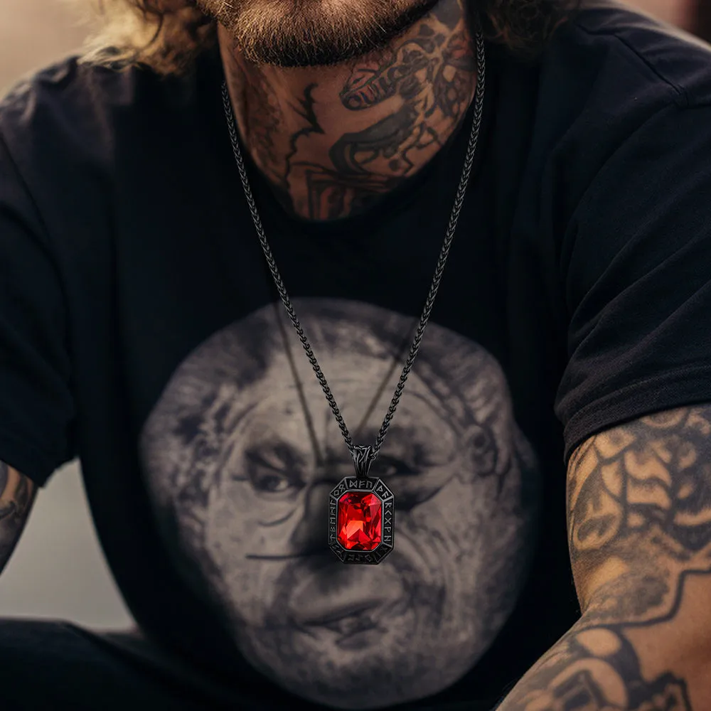 Engraved Crystal Dog Tag Necklace with Viking Runes For Men sold by FaithHeart product image thumbnail 2